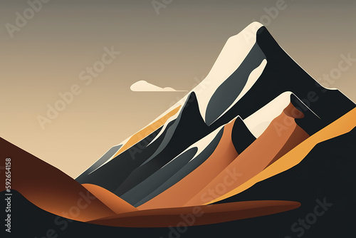 Mountain Cartoon Minimalist Abstract Background