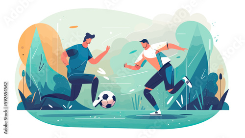 People playing football outside
