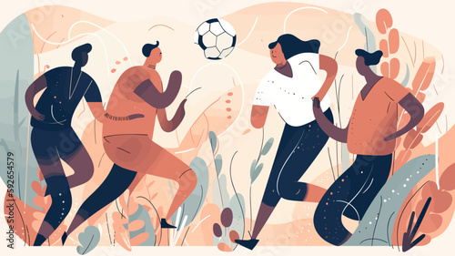 People playing football outside