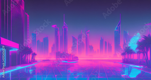 Dubai theme night city skyline generative AI