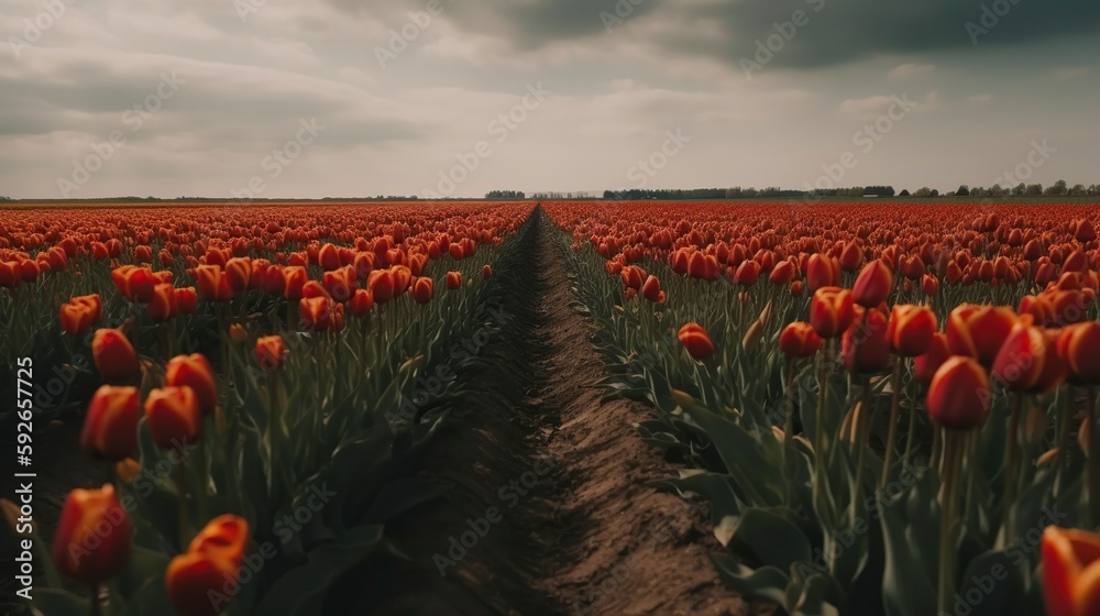 Tulip Field, Generative AI, Illustration