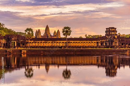Angkor Wat temple at sunset near Siem Reap, Cambodia © Picturellarious