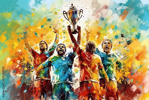 Fotografia Winning championship of Napoli soccer football club, scudetto celebrating team,