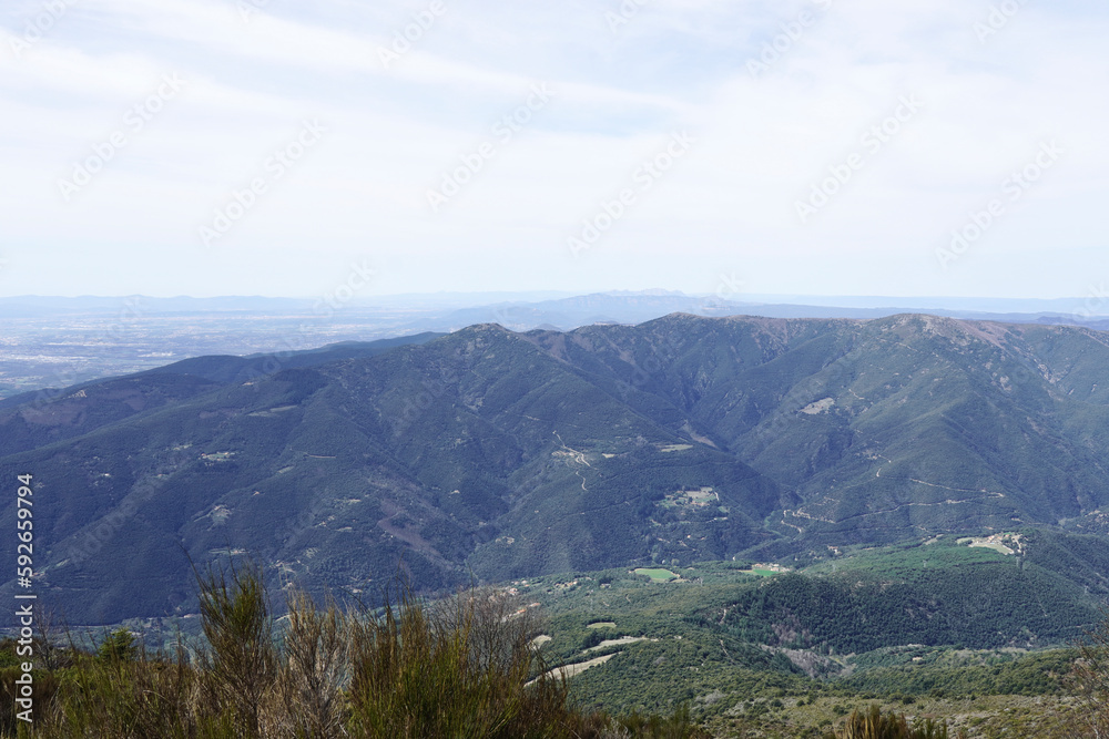 Views from the top of Montseny in Turo de l'home. Spanish mountain peaks in Catalonia.
