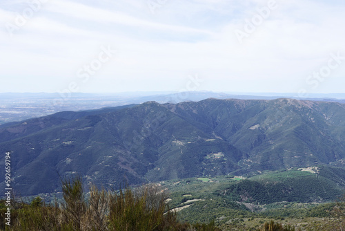 Views from the top of Montseny in Turo de l'home. Spanish mountain peaks in Catalonia.