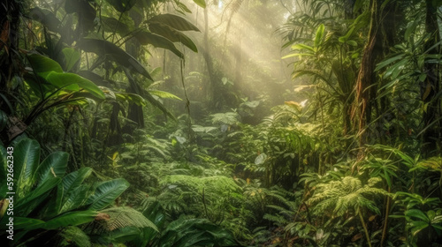 Stunning landscape of the dense jungle  Generative AI