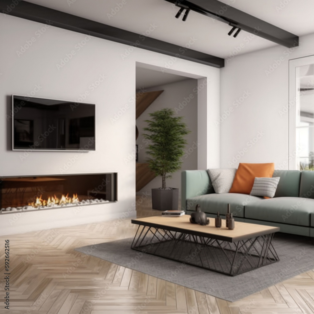 Fototapeta premium Living room mockup real estate aesthetic, Generative AI