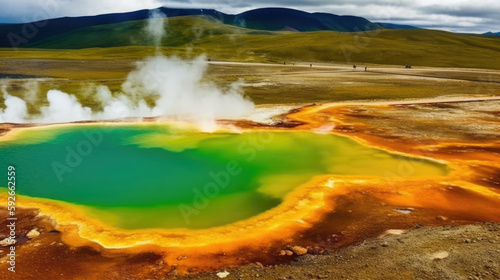 Stunning landscape of the geothermal area, Generative AI