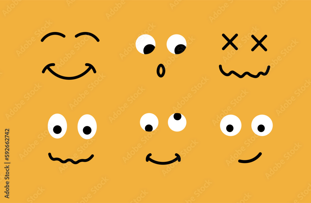 Fototapeta premium Human facial expressions emoji set. Mood smiling faces with positive emotion.
