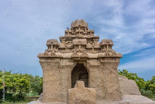 Exclusive Monolithic - Pidari Amman Ratha is UNESCO World Heritage Site located at Great South Indian architecture. World Heritage in South India, Tamil Nadu, Mamallapuram or Mahabalipuram photo