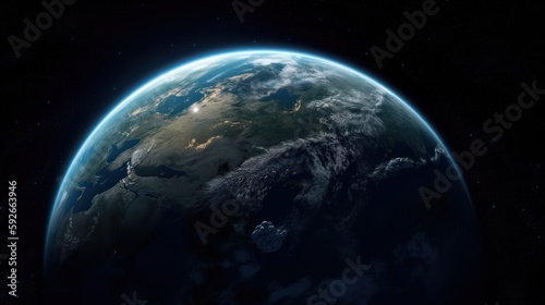 The planet Earth from Space  Digital Illustration  Generative AI