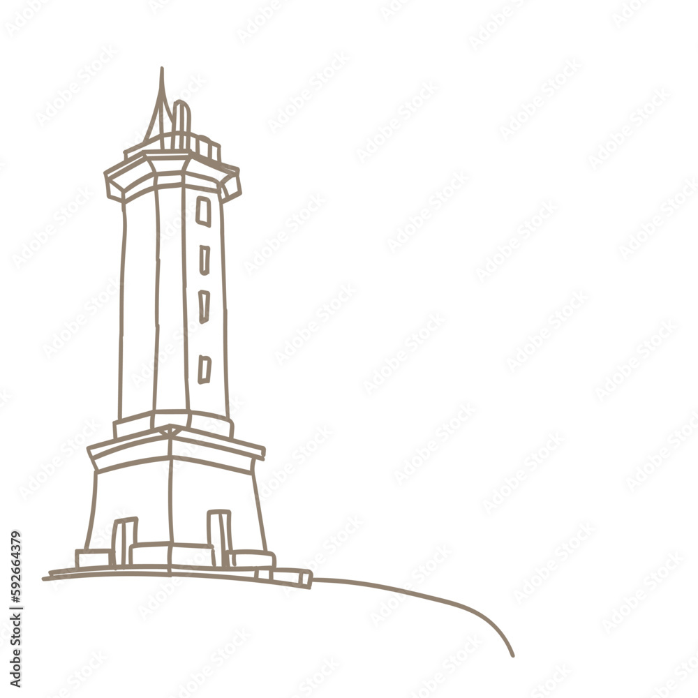 Obraz premium Lighthouse icon design. Hand drawn illustration, vector