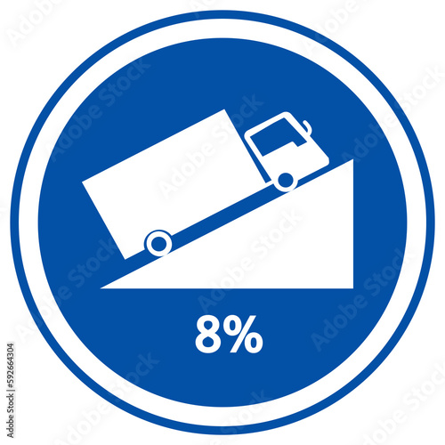 Warning Up To Hill Square Shaped Steep Climb (8%) Traffic Road Sign,Vector Illustration, Isolate On White Background, Symbols, Label. EPS10