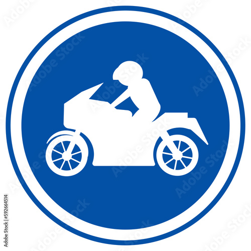 The Motorcycle Ride Lane Only Traffic Sign, Vector Illustration, Isolate On White Background Label. EPS10