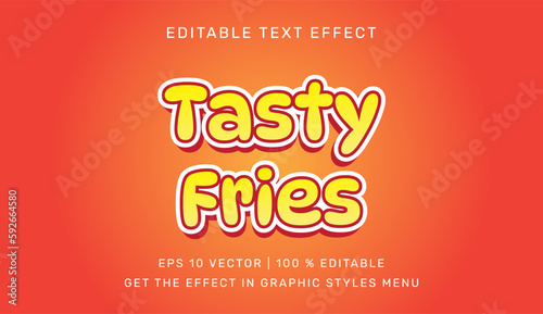 Tasty fries 3d editable text effect template