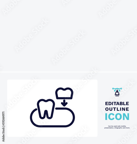 partial denture icon. Thin line partial denture icon from dental health collection. Editable partial denture symbol can be used web and mobile