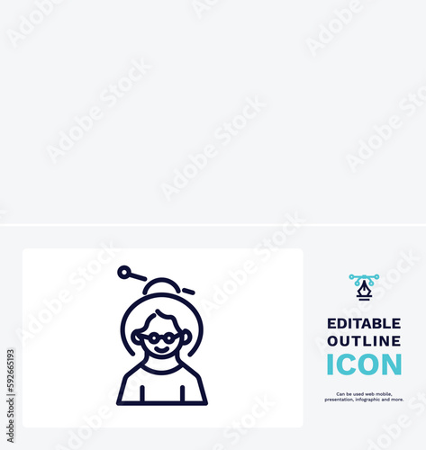 old woman icon. Thin line old woman icon from people and relation collection. Outline vector. Editable old woman symbol can be used web and mobile