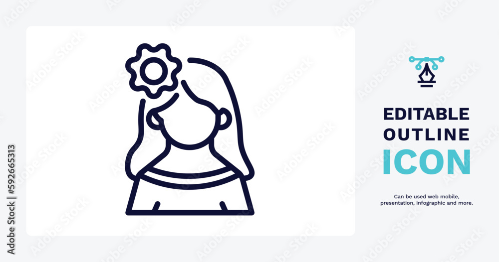 mexican woman icon. Thin line mexican woman icon from people and relation collection. Outline vector. Editable mexican woman symbol can be used web and mobile
