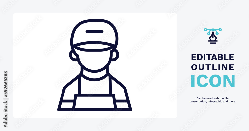 technician icon. Thin line technician icon from people and relation collection. Outline vector. Editable technician symbol can be used web and mobile