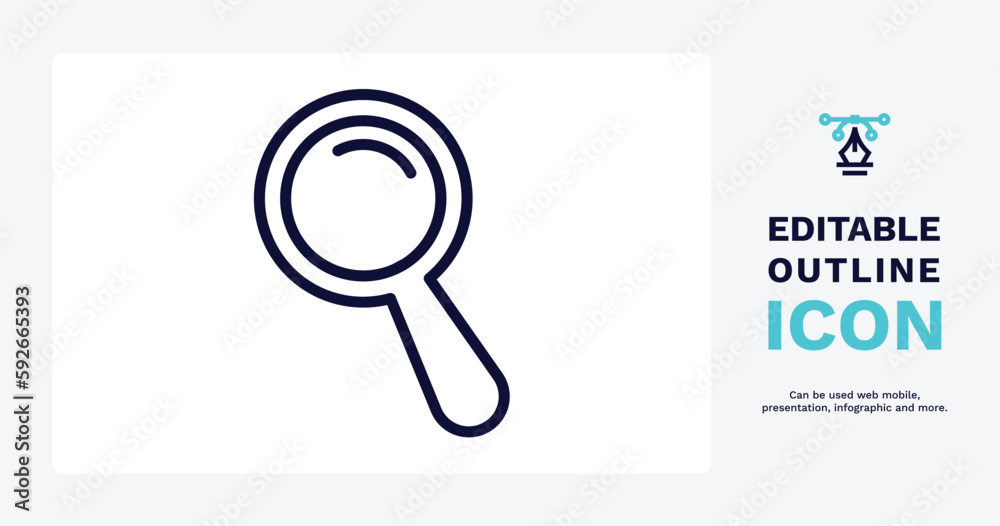 magnifier icon. Thin line magnifier icon from tools and utensils collection. Outline vector. Editable magnifier symbol can be used web and mobile magnifier icon. Thin line magnifier icon from tools and utensils collection. Outline vector. Editable magnifier symbol can be used web and mobile