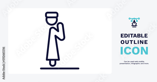 takbir icon. Thin line takbir icon from people and relation collection. Outline vector. Editable takbir symbol can be used web and mobile