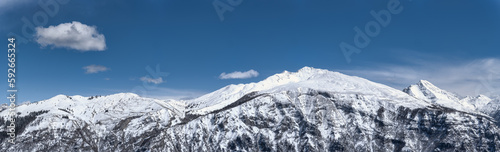 Overview of snow-capped mountains