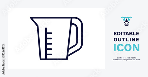 pitcher with levels icon. Thin line pitcher with levels icon from tools and utensils collection. Outline vector. Editable pitcher with levels symbol can be used web and mobile