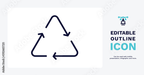 recycle sign icon. Thin line recycle sign icon from user interface collection. Outline vector. Editable recycle sign symbol can be used web and mobile