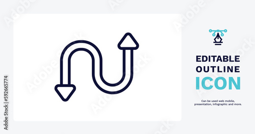 bending icon. Thin line bending icon from user interface collection. Outline vector. Editable bending symbol can be used web and mobile