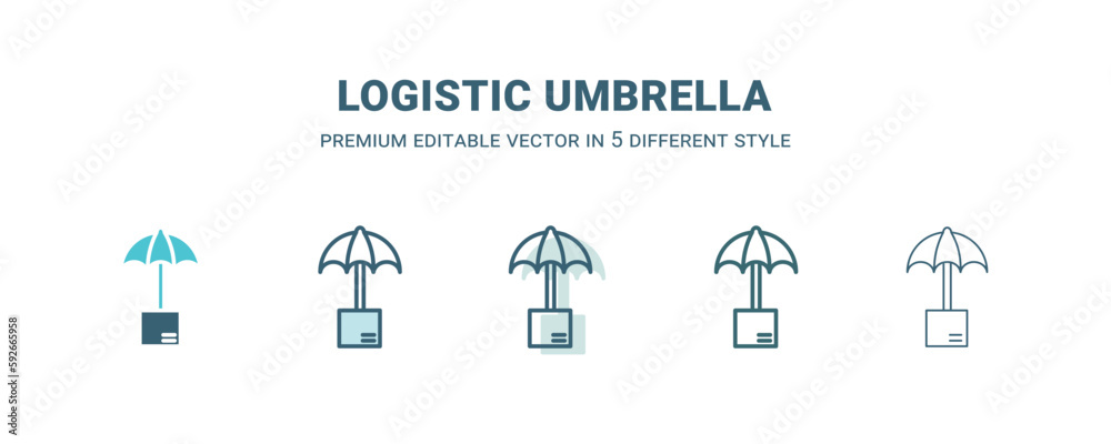 logistic umbrella icon in 5 different style. Outline, filled, two color, thin logistic umbrella icon isolated on white background. Editable vector can be used web and mobile logistic umbrella icon in 5 different style. Outline, filled, two color, thin logistic umbrella icon isolated on white background. Editable vector can be used web and mobile