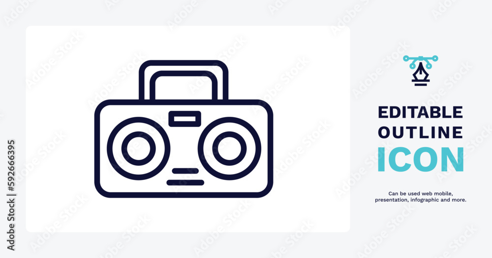 Obraz premium stereo icon. Thin line stereo icon from electronic device and stuff collection. Outline vector isolated on white background. Editable stereo symbol can be used web and mobile