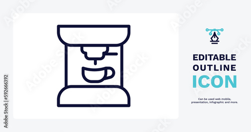 espresso maker icon. Thin line espresso maker icon from electronic device and stuff collection. Outline vector isolated on white background. Editable espresso maker symbol can be used web and mobile