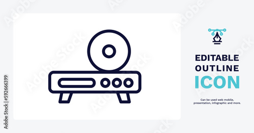 dvd player icon. Thin line dvd player icon from electronic device and stuff collection. Outline vector isolated on white background. Editable dvd player symbol can be used web and mobile