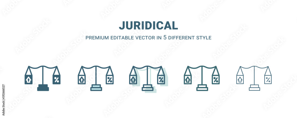 Fototapeta premium juridical icon in 5 different style. Outline, filled, two color, thin juridical icon isolated on white background. Editable vector can be used web and mobile