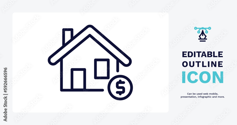 Fototapeta premium realtor icon. Thin line realtor icon from real estate industry collection. Outline vector isolated on white background. Editable realtor symbol can be used web and mobile
