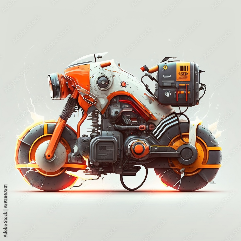 Motocicleta futurista, diseño 3D, tecnologia y lujo, concepto artistico sobre fondo blanco, recurso grafico, ilustracion de alta calidad, IA generativa Motocicleta futurista, diseño 3D, tecnologia y lujo, concepto artistico sobre fondo blanco, recurso grafico, ilustracion de alta calidad, IA generativa