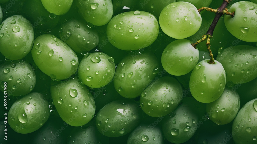 Obraz premium White grape on a counter in the supermarket. Banner created with ai generative tools