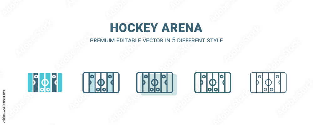 hockey arena icon in 5 different style. Outline, filled, two color, thin hockey arena icon isolated on white background. Editable vector can be used web and mobile hockey arena icon in 5 different style. Outline, filled, two color, thin hockey arena icon isolated on white background. Editable vector can be used web and mobile