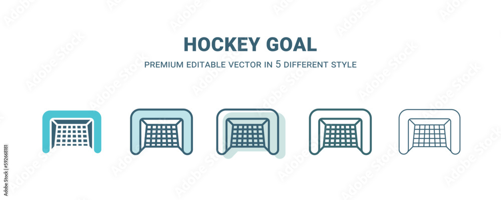 hockey goal icon in 5 different style. Outline, filled, two color, thin hockey goal icon isolated on white background. Editable vector can be used web and mobile hockey goal icon in 5 different style. Outline, filled, two color, thin hockey goal icon isolated on white background. Editable vector can be used web and mobile