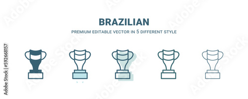brazilian icon in 5 different style. Outline, filled, two color, thin brazilian icon isolated on white background. Editable vector can be used web and mobile