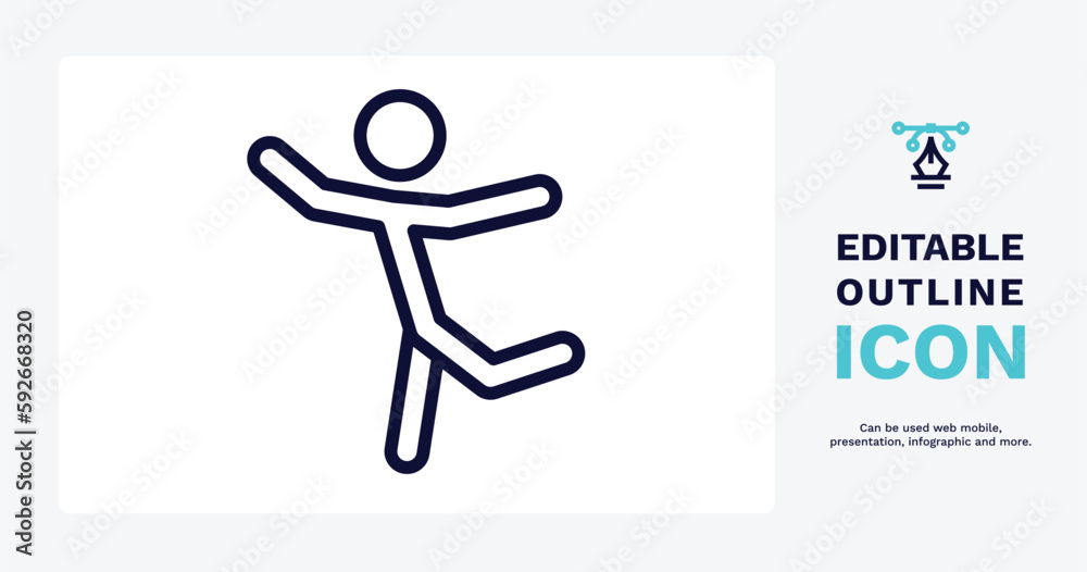 dancer motion icon. Thin line dancer motion icon from sport and games collection. Outline vector isolated on white background. Editable dancer motion symbol can be used web and mobile dancer motion icon. Thin line dancer motion icon from sport and games collection. Outline vector isolated on white background. Editable dancer motion symbol can be used web and mobile