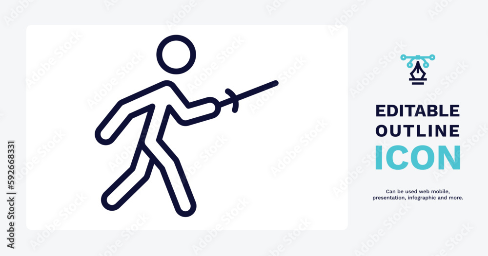 medieval fencing icon. Thin line medieval fencing icon from sport and games collection. Outline vector isolated on white background. Editable medieval fencing symbol can be used web and mobile medieval fencing icon. Thin line medieval fencing icon from sport and games collection. Outline vector isolated on white background. Editable medieval fencing symbol can be used web and mobile