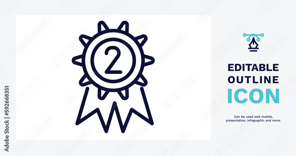 second prize icon. Thin line second prize icon from sport and games collection. Outline vector isolated on white background. Editable second prize symbol can be used web and mobile second prize icon. Thin line second prize icon from sport and games collection. Outline vector isolated on white background. Editable second prize symbol can be used web and mobile