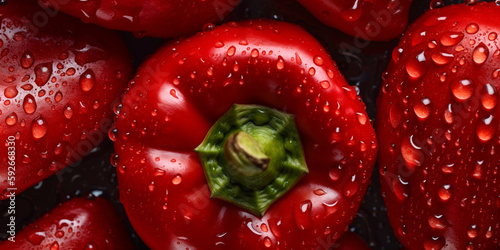 Belly pepper on a counter in the supermarket. Banner created with ai generative tools