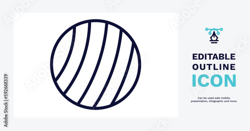 exercise ball icon. Thin line exercise ball icon from sport and games collection. Outline vector isolated on white background. Editable exercise ball symbol can be used web and mobile