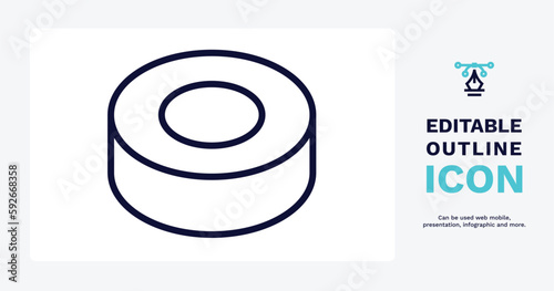 hockey puck icon. Thin line hockey puck icon from sport and games collection. Outline vector isolated on white background. Editable hockey puck symbol can be used web and mobile