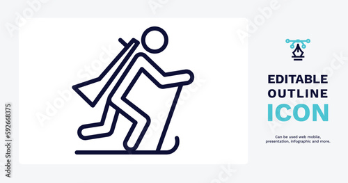 biathlon icon. Thin line biathlon icon from sport and games collection. Outline vector isolated on white background. Editable biathlon symbol can be used web and mobile