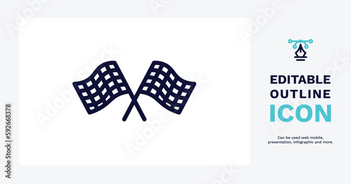 chequered flag icon. Thin line chequered flag icon from sport and games collection. Outline vector isolated on white background. Editable chequered flag symbol can be used web and mobile