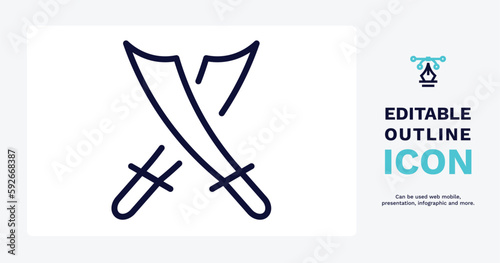 saber icon. Thin line saber icon from sport and games collection. Outline vector isolated on white background. Editable saber symbol can be used web and mobile