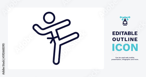 taekwondo icon. Thin line taekwondo icon from sport and games collection. Outline vector isolated on white background. Editable taekwondo symbol can be used web and mobile